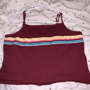 Maroon Tank Top with Rainbow Stripes
